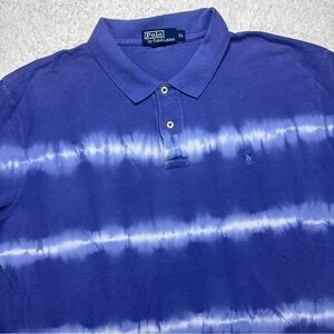 Polo Ralph Lauren Polo Shirt Tie Dye Striped Casual XL Blue White